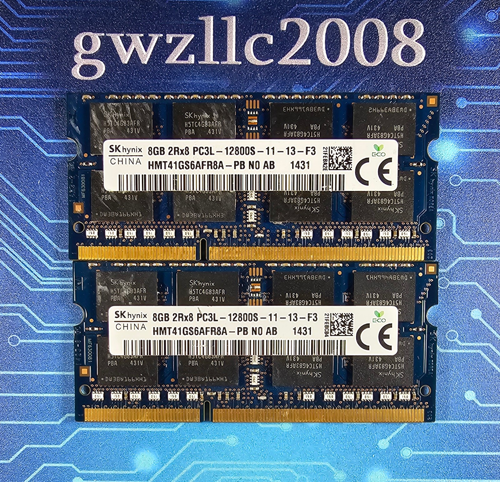 16GB (2x8GB) PC3L-12800s DDR3-1600MHz 2Rx8 Non-ECC Hynix HMT41GS6AFR8A-PB
