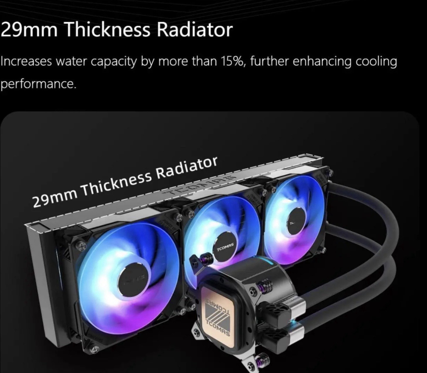Tcomas La200 360 Liquid Aio Cpu Cooler W / RGB Lighting, Black New Sealed