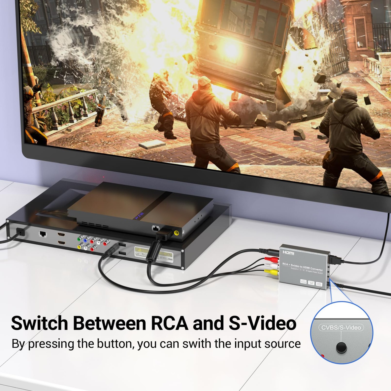 RCA Svideo to HDMI Converter with 4 : 3/16 : 9