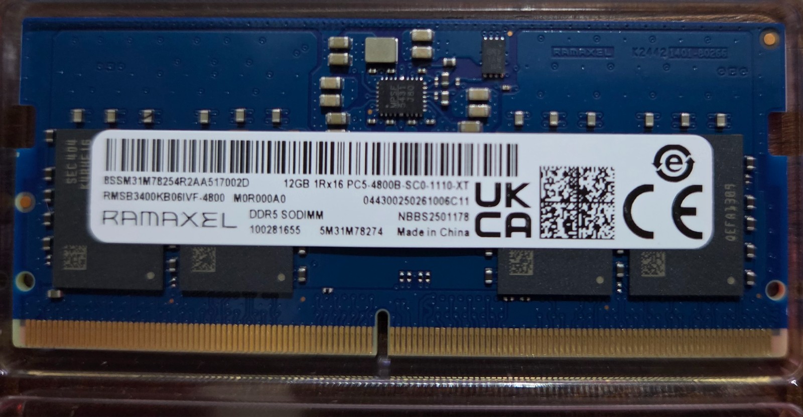 5M31M78274 MEMORY SODIMM 12GB DDR5 4800 Ramaxel FREE Shipping