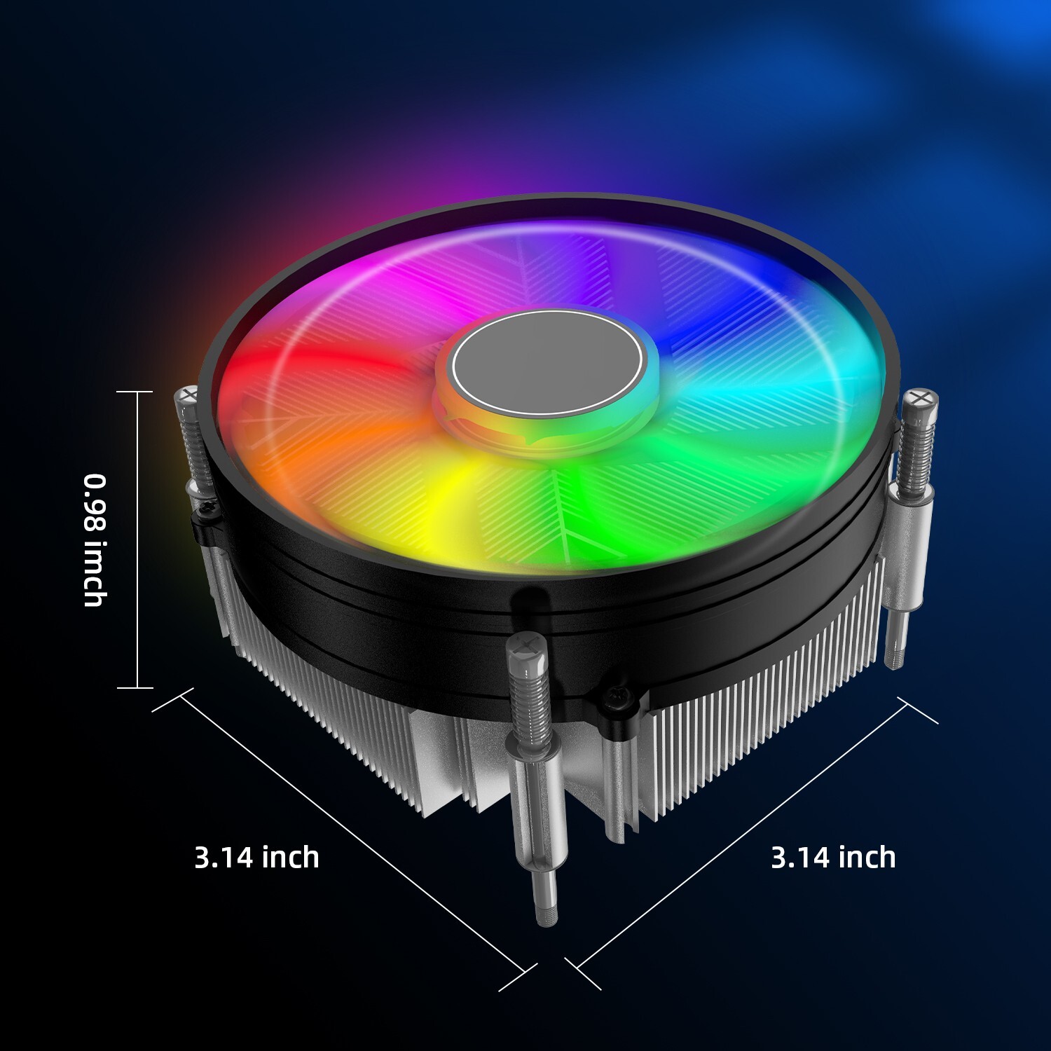 For Intel LGA 1200/1156/1155/1151/1150/1366 90mm RGB CPU Cooler Fans Heat Sinks