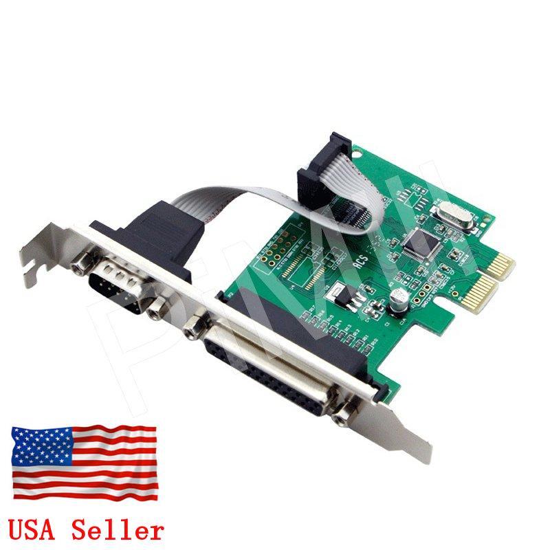 PCI-E Express Serial COM DB9 RS232 + DB25 Printer LPT Port Card US Stock