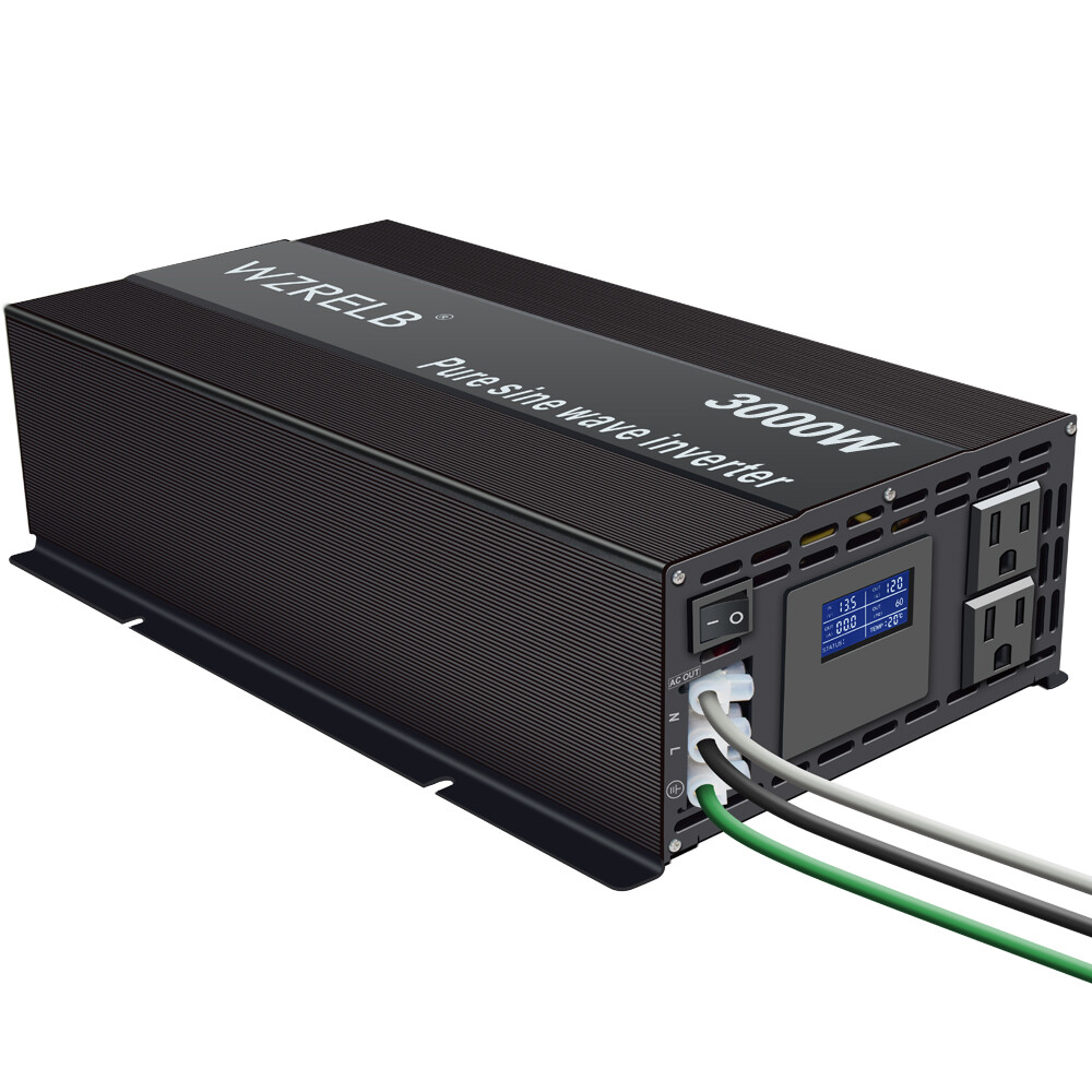 3000W Power Inverter Pure Sine Wave 12V 110V 120V Car Truck Motor RV Solar Camp