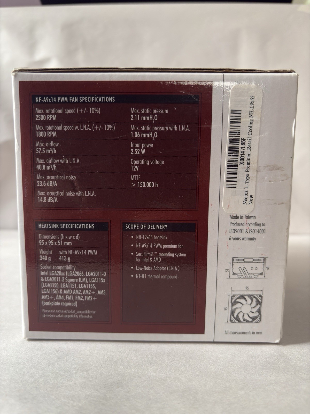Noctua NH-L9x65, Premium Low-Profile CPU Cooler – 65mm Fan – Intel & AMD