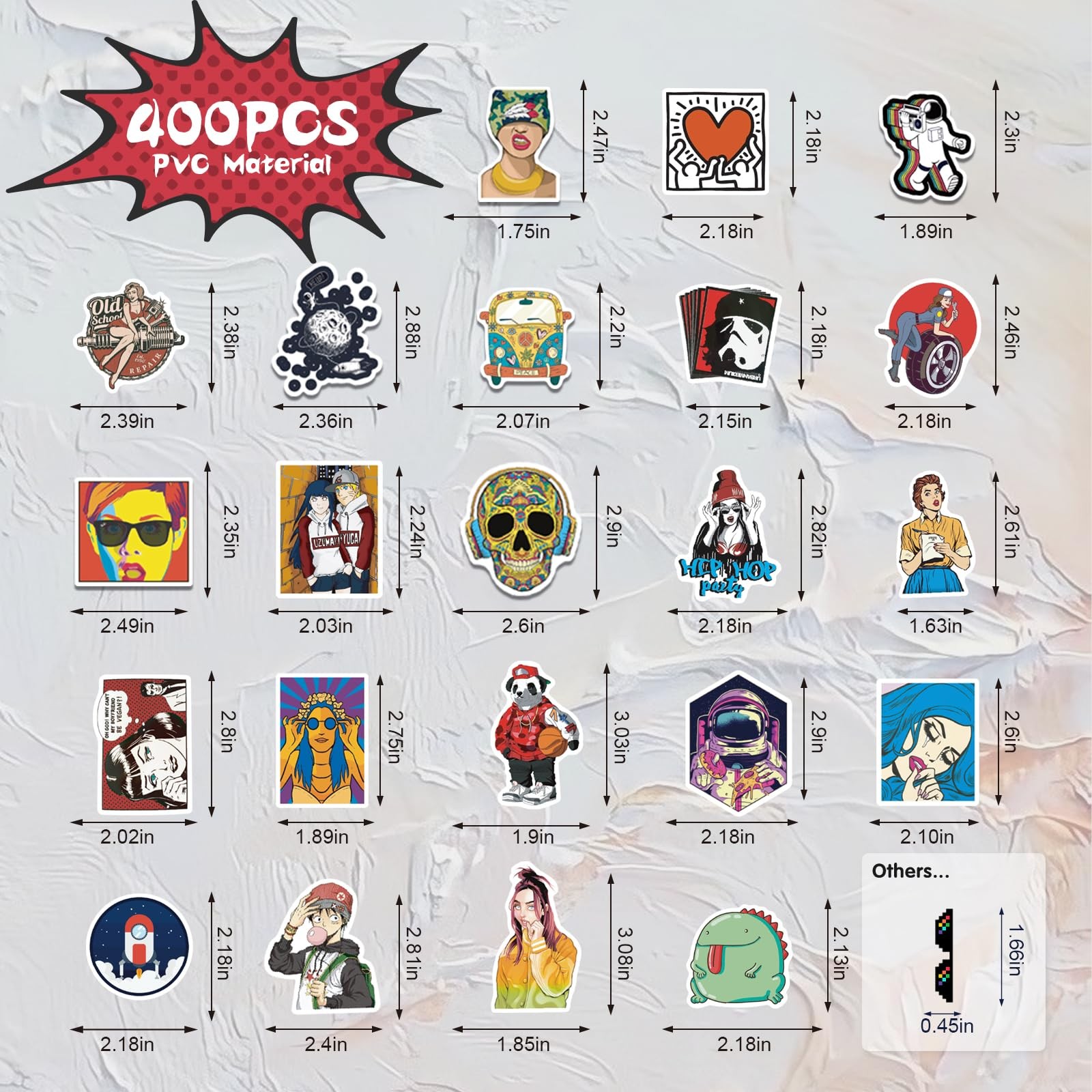 Stickers Pack 400 PCS Cool Stickers Decals Random Sticker