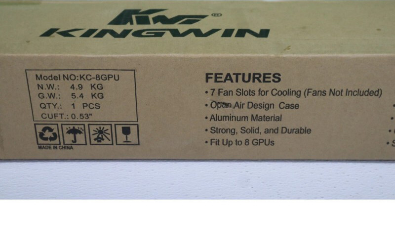 Kingwin KC‑8GPU 8‑GPU Open‑Air Aluminum Mining Rig Case Frame – 7 Fan Slots
