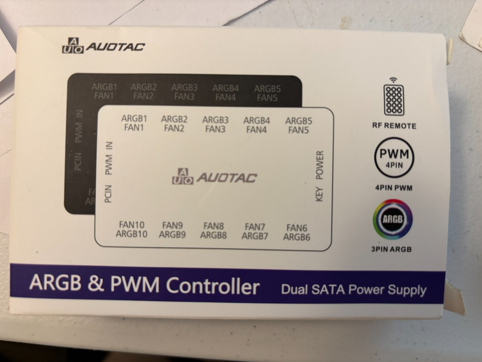 10-Port ARGB & PWM Fan Hub Controller – Magnetic Mount 5V/3PIN RGB PC Black