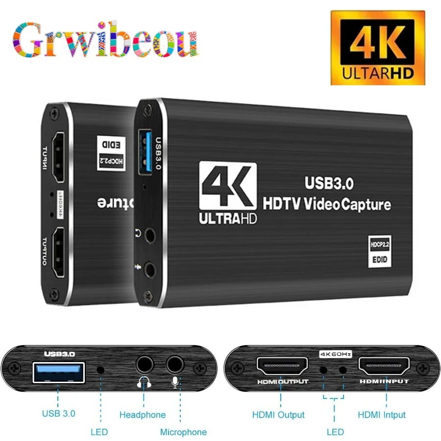 4K Audio Video Capture Card USB 3.0 HDMI Video Capture Device Full HD Recording