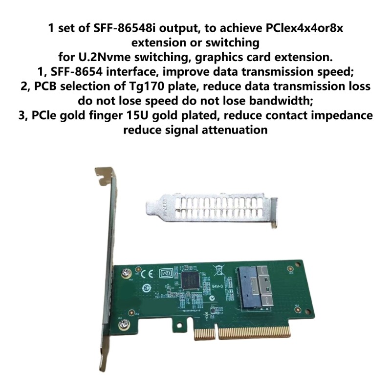 PCIe4.0 X8 to SFF-8654 X8 Host Adapter Motherboards PCIE Adapter Controller