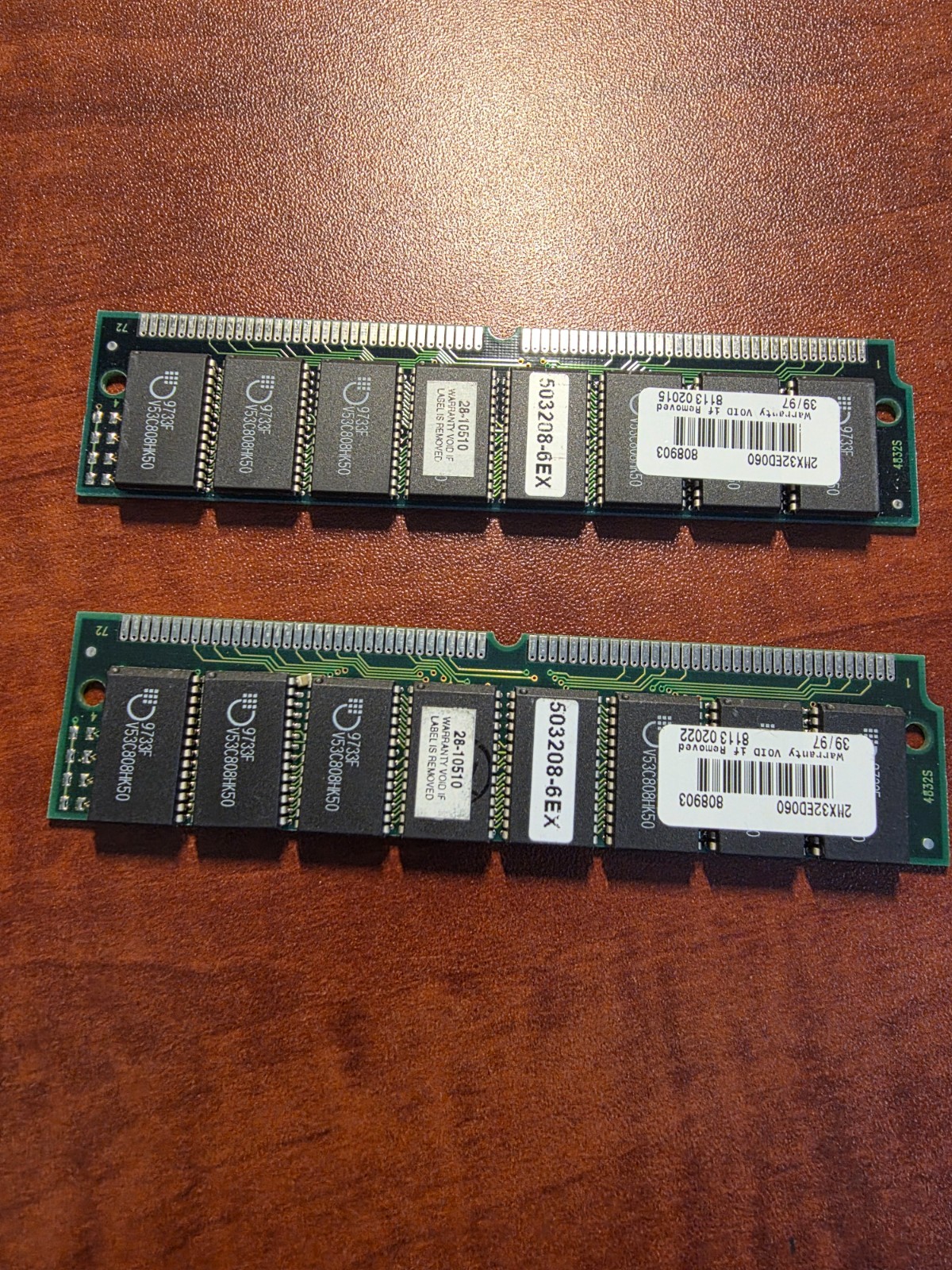 Vintage Lot of 2 8MB 72-Pin SIMM RAM Memory Modules 16MB Total 2MX32EDO60 Retro