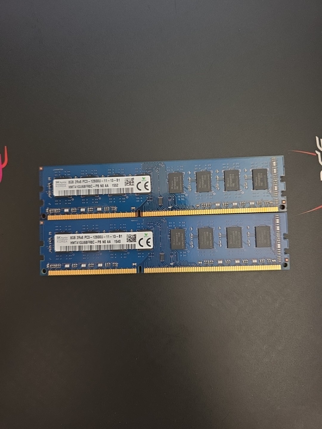 16GB (2x8GB) SK hynix 2RX8 PC3-12800U 8GB Desktop Memory RAM