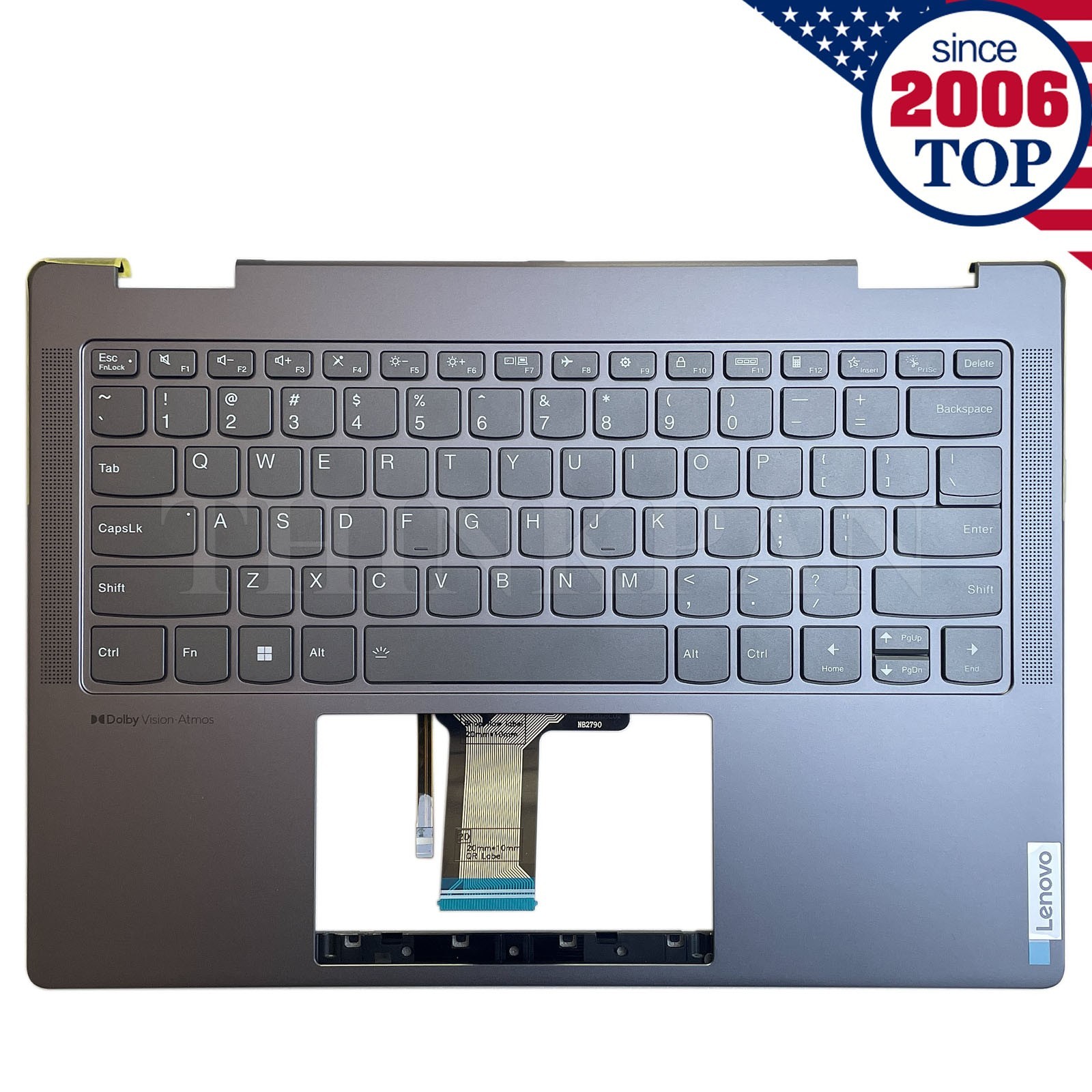 New Palmrest W/Backlit Keyboard Grey No FPR For Lenovo Yoga 7 14IRL8 14″ 2023