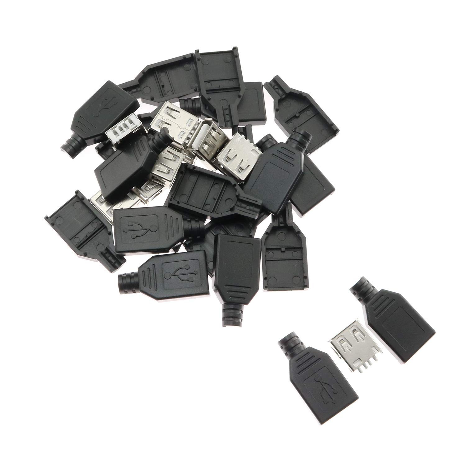 10pcs USB 2.0 Connector Type A Female Port Socket with Black Plastic Cover DI…