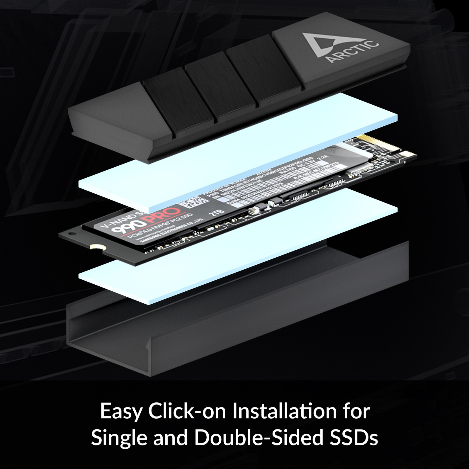 ARCTIC M2 Pro Heatsink SSD Cooler M.2 2280 SSD with thermal pads Gaming Console