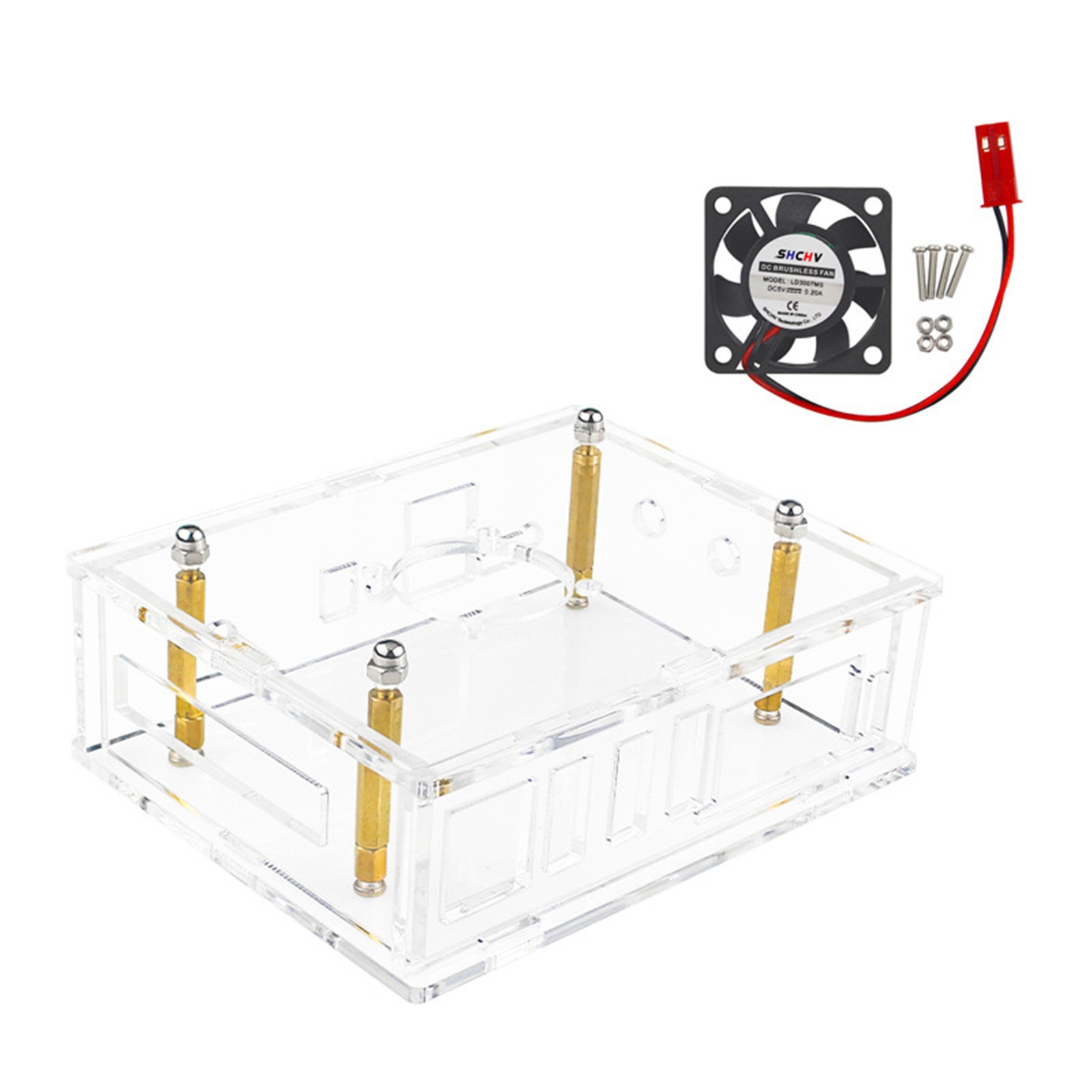 Acrylic Clear Case Motherboard Shell W/ Fan Heat Sink For Orange Pi 5 Plus