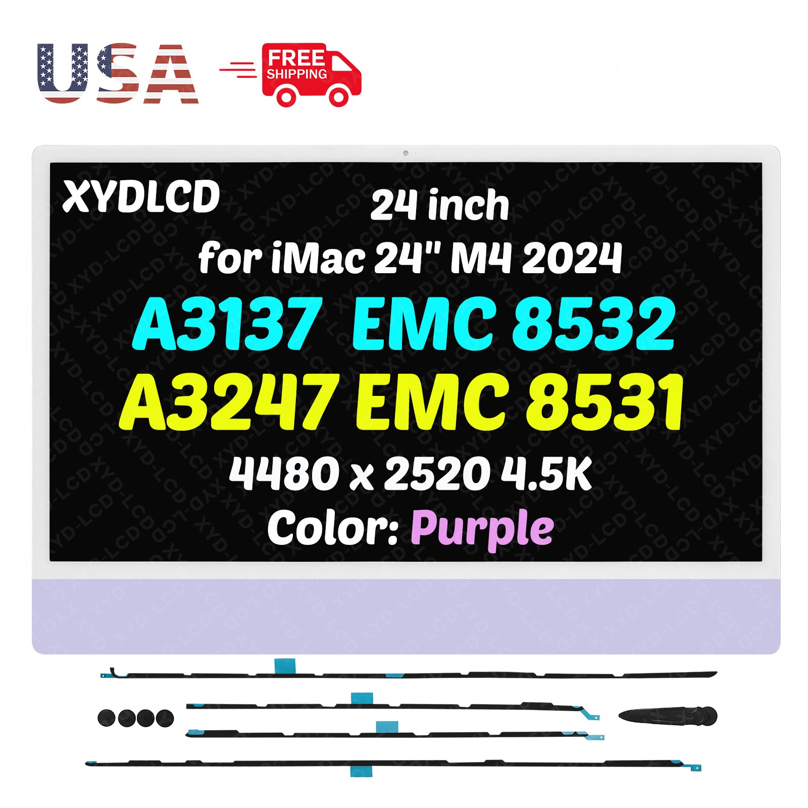 for iMac 24″ A3137 M4 2024 EMC 8532 MWUU3 MD2Q4 MWUY3 LCD Screen Display 4.5K A+