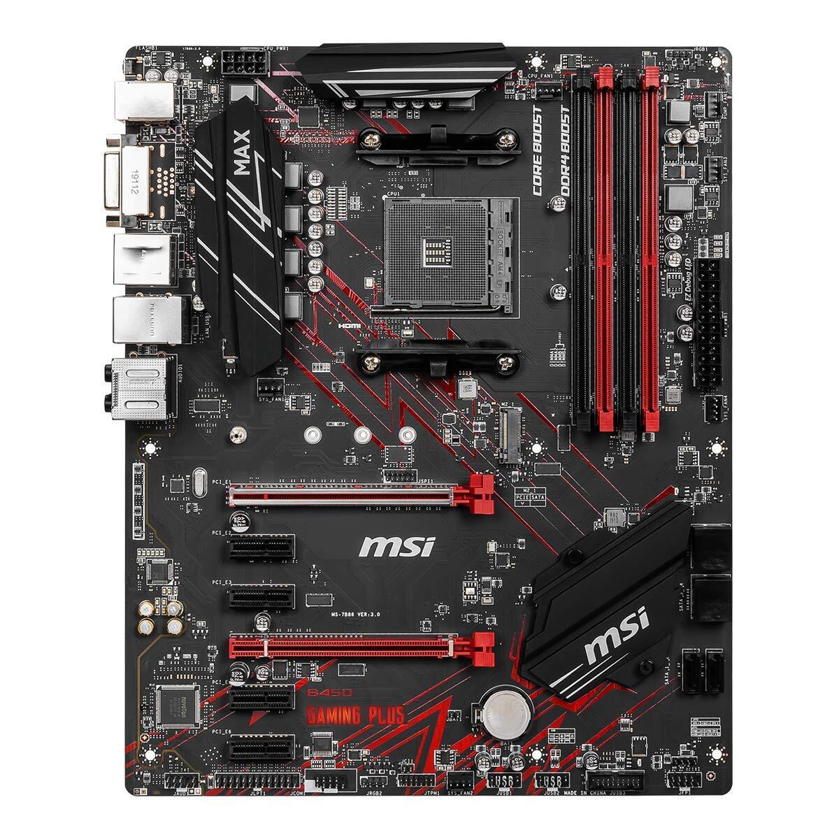 MSI B450 Gaming PLUS Motherboard Socket AM4 DDR4 SATA III PS/2 On-Board Audio