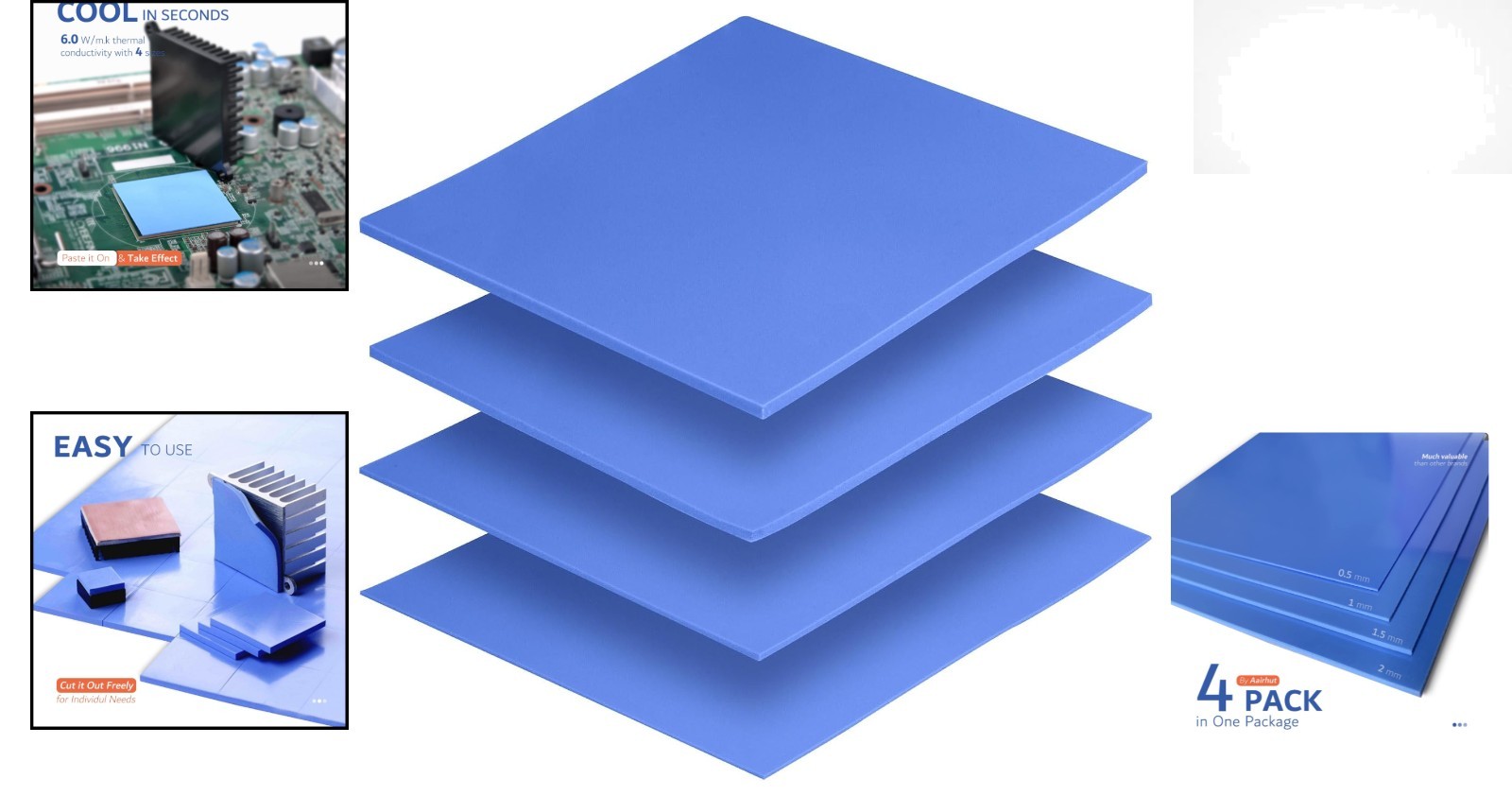 High Performance 4 Pack Silicone Thermal Cooling Pads – Non-Conductive & Safe