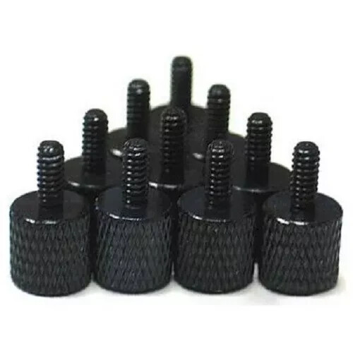 10 x Black Aluminum 6-32 Thread Thumbscrews – Computer PC Case / PCI Slot / PSU