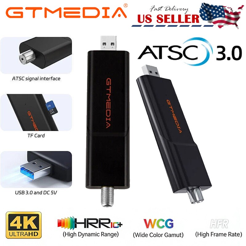 4K UHD TV Tuner ATSC 3.0/1.0 TF USB DVR PVR HDTV Digital TV Receiver Home Car US