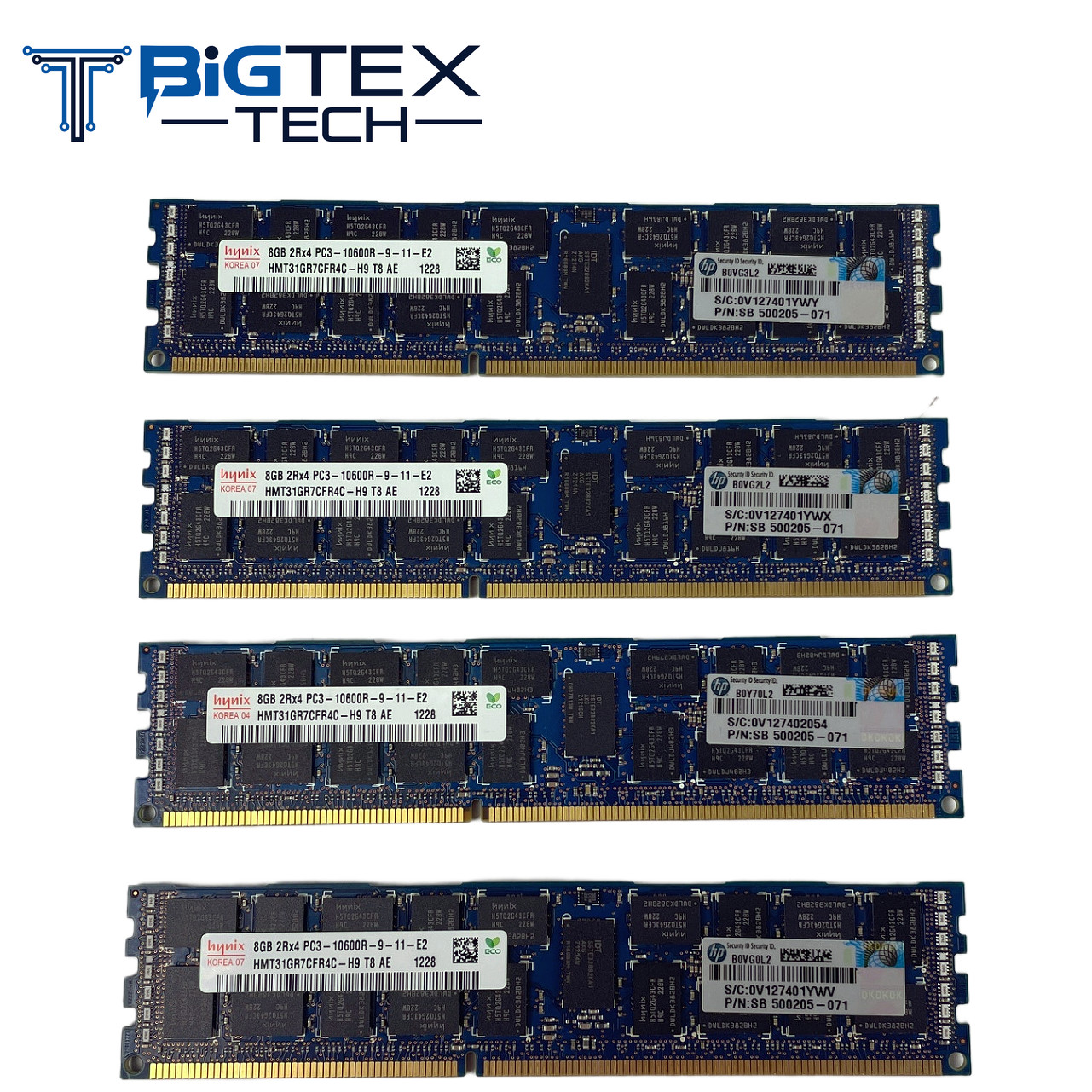 Lot of 4 (4x8GB) 32GB SK Hynix HMT31GR7CFR4C-H9 8GB DDR3 1333MHz ECC RDIMM 2Rx4