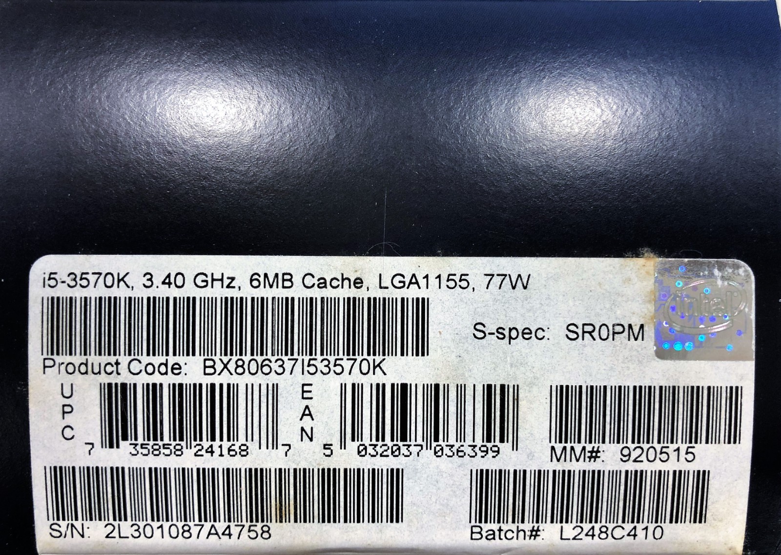 Intel BX80637I53570K SR0PM Core i5-3570K Processor 6M Cache, 3.80 GHz TESTED