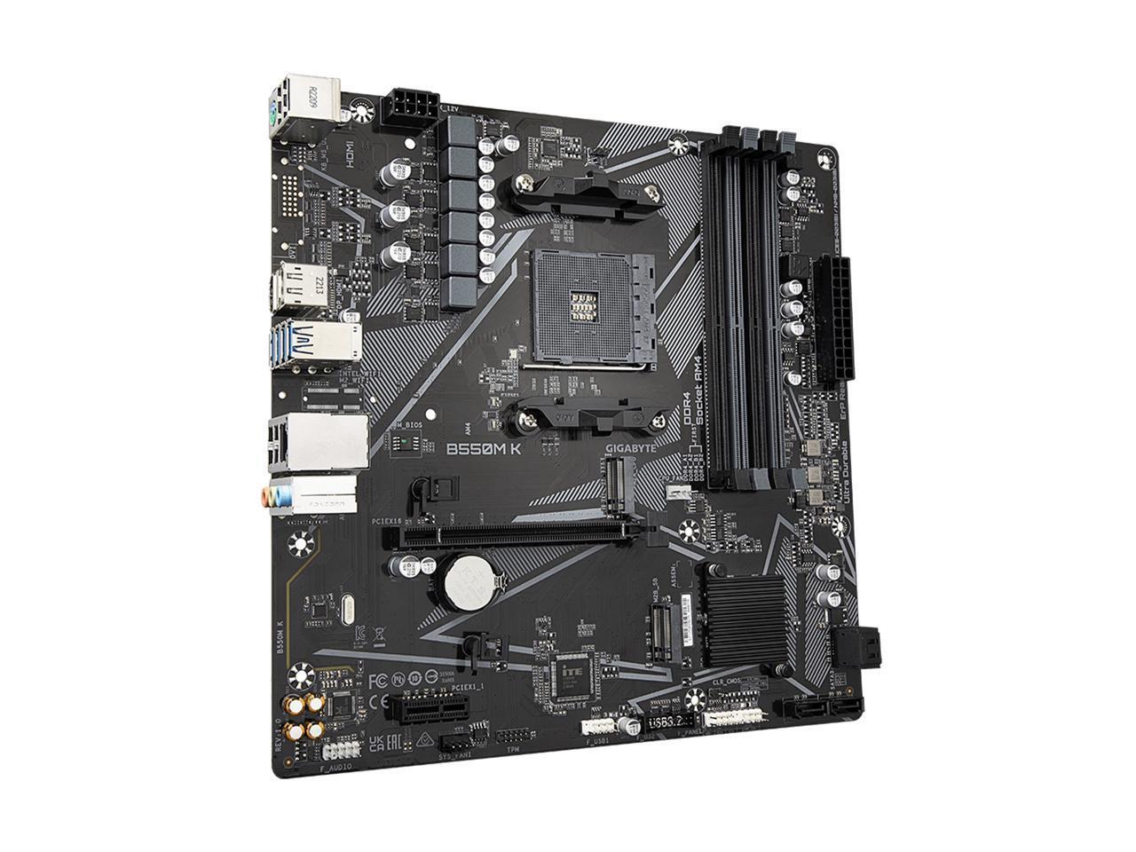 GIGABYTE B550M K AM4 AMD B550 Micro-ATX Motherboard with Dual M.2, SATA 6Gb/s, U