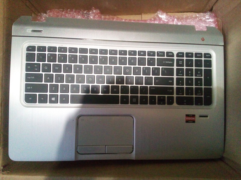 HP Envy DV7 7000 Series OEM Palm Rest + Keyboard Black / Silver Frame, Bezel