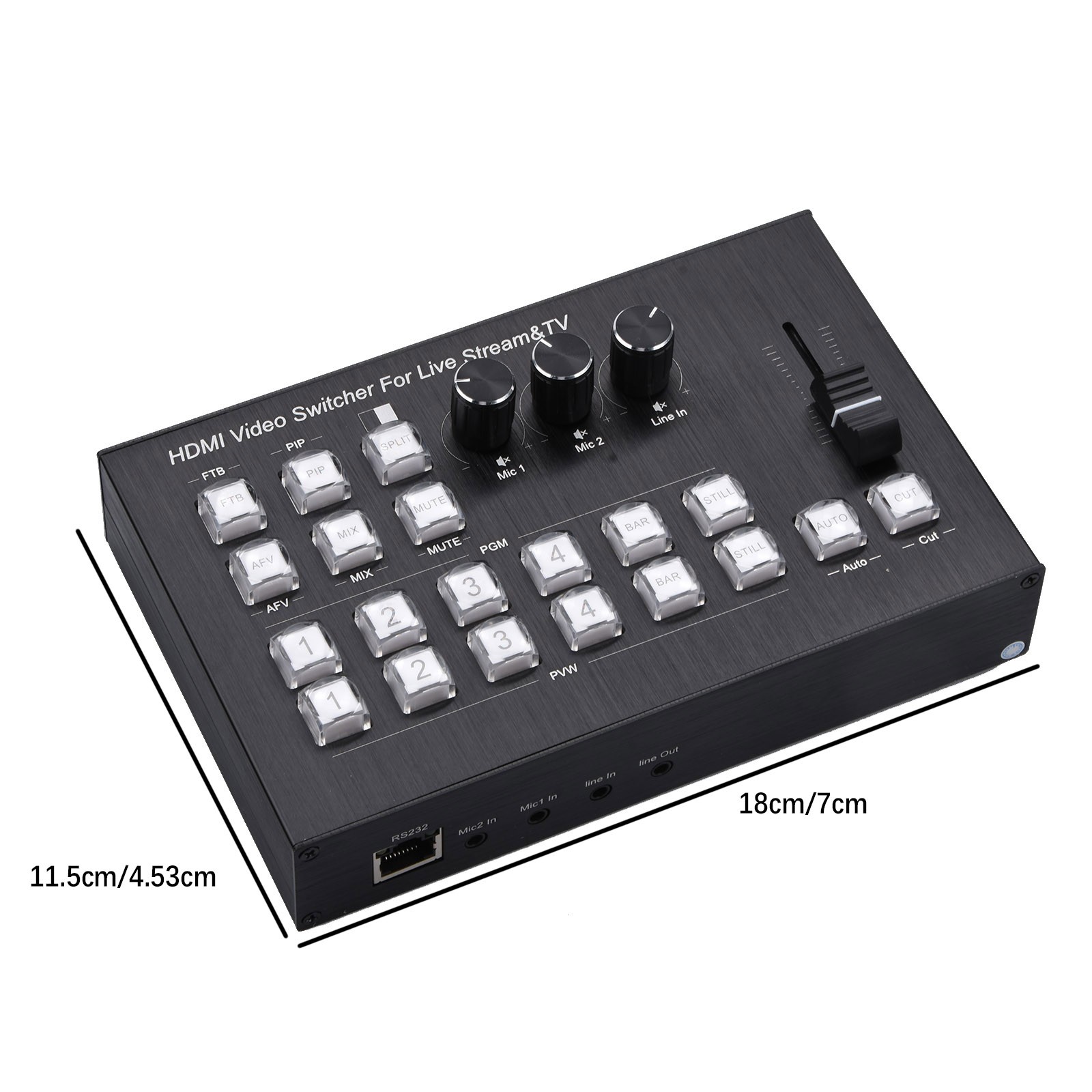 1*HDMI Video Switcher Mixer Support Multiple Camera Live Streaming OSD PIP MIC