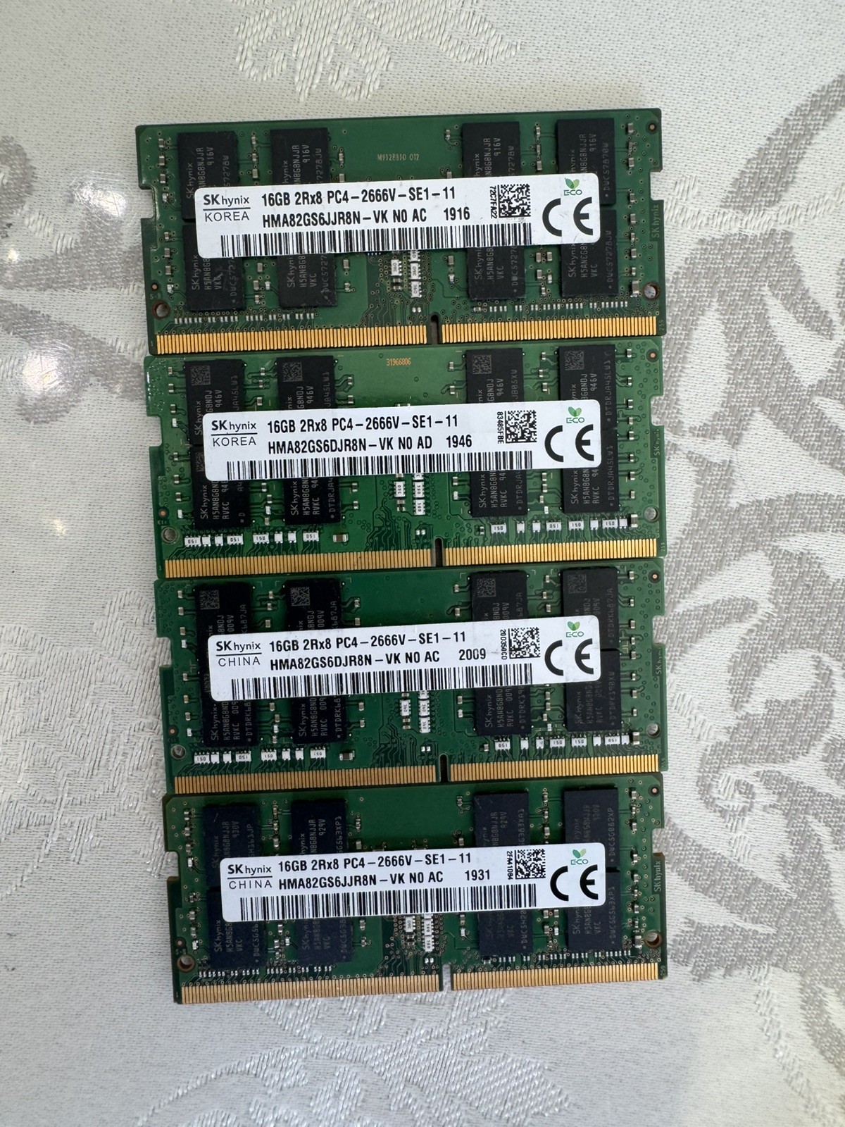 SK Hynix 64GB 4x16GB DDR4 PC4-2666V SODIMM Laptop RAM 2Rx8 HMA82GS6 Tested