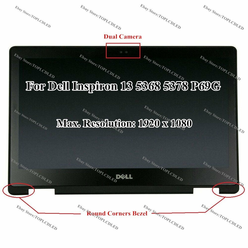 13.3″ FHD LCD Touch Screen Digitizer Assembly For Dell Inspiron 13 5378 P69G