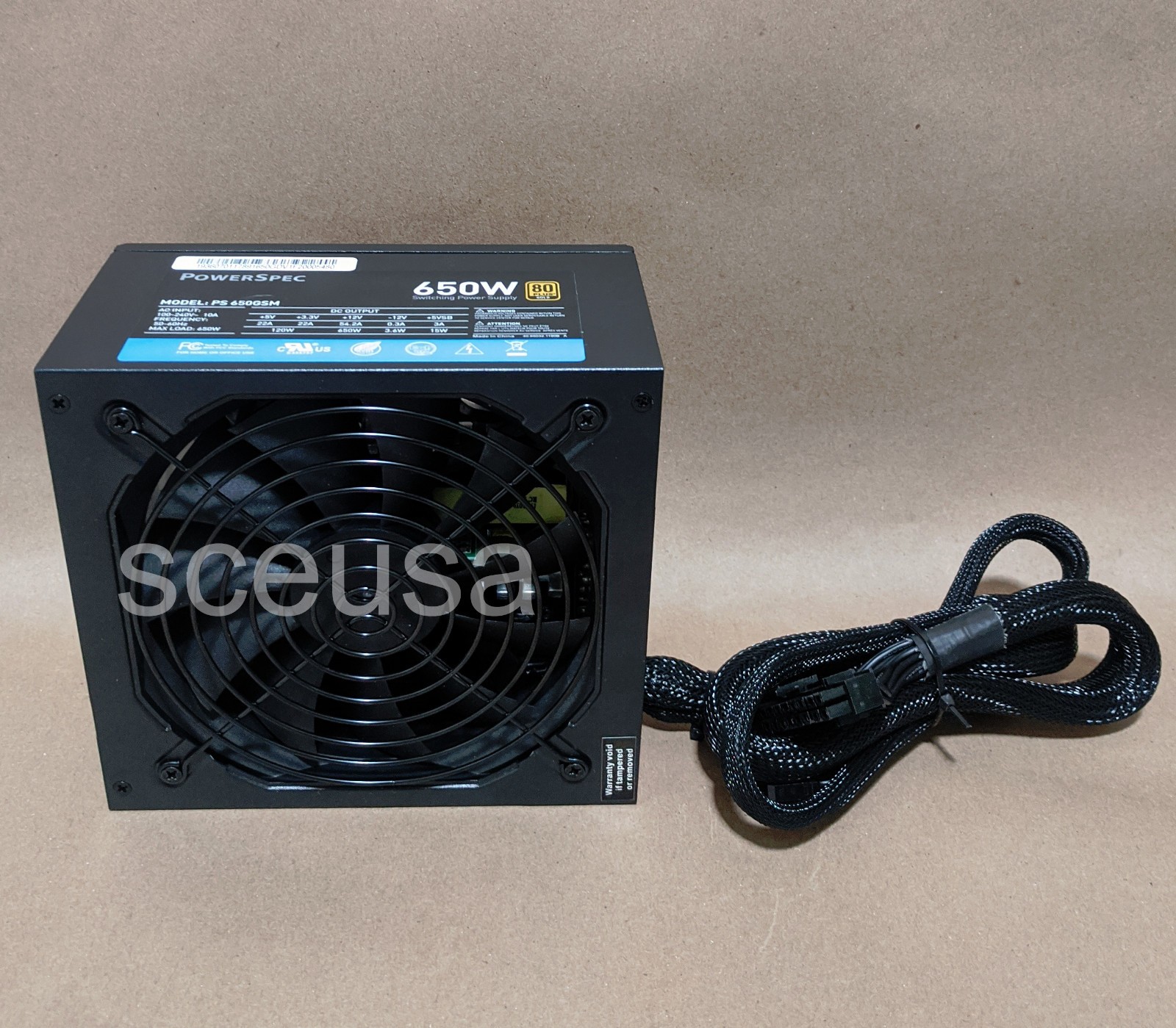 PowerSpec 650W 80+ Gold ATX PC Power Supply 20+4pin, 4+4pin CPU, 4x PCIe Cables