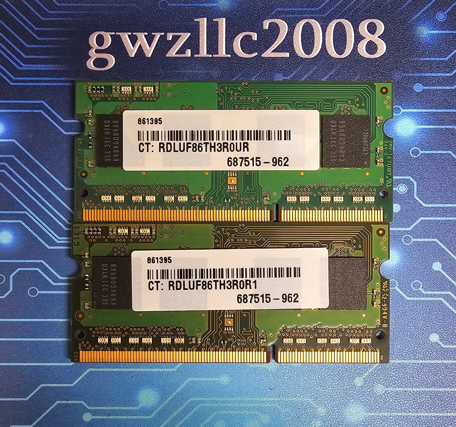 8GB (2x4GB) PC3L-12800s DDR3-1600MHz 1Rx8 Non-ECC Samsung M471B5173BH0-YK0