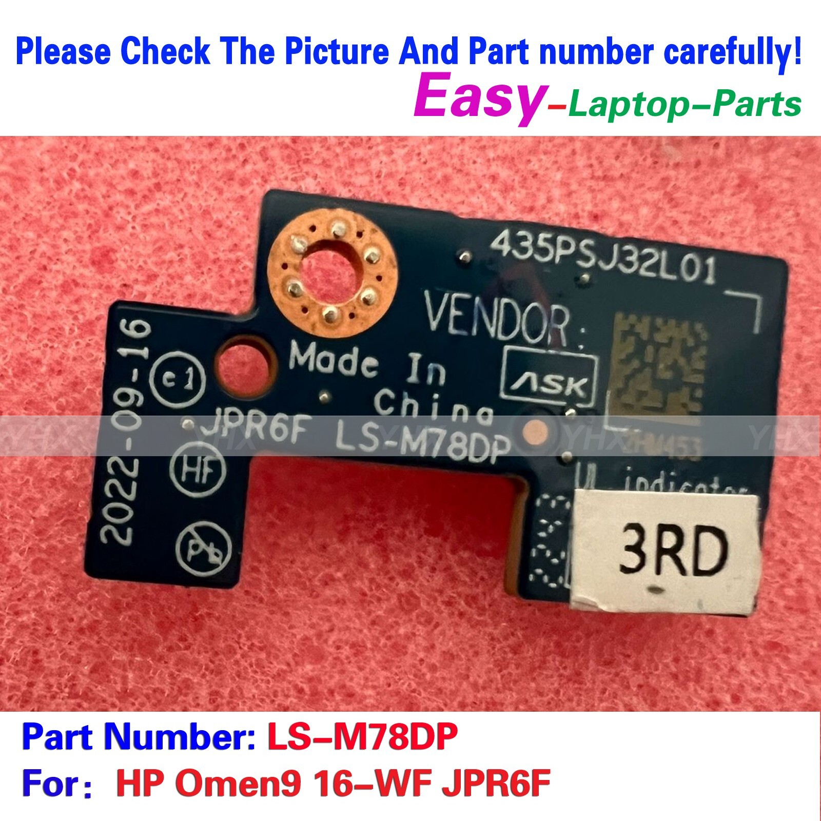 New For HP Omen9 16-WF JPR6F Audio Power On Sensor Board LS-M78DP