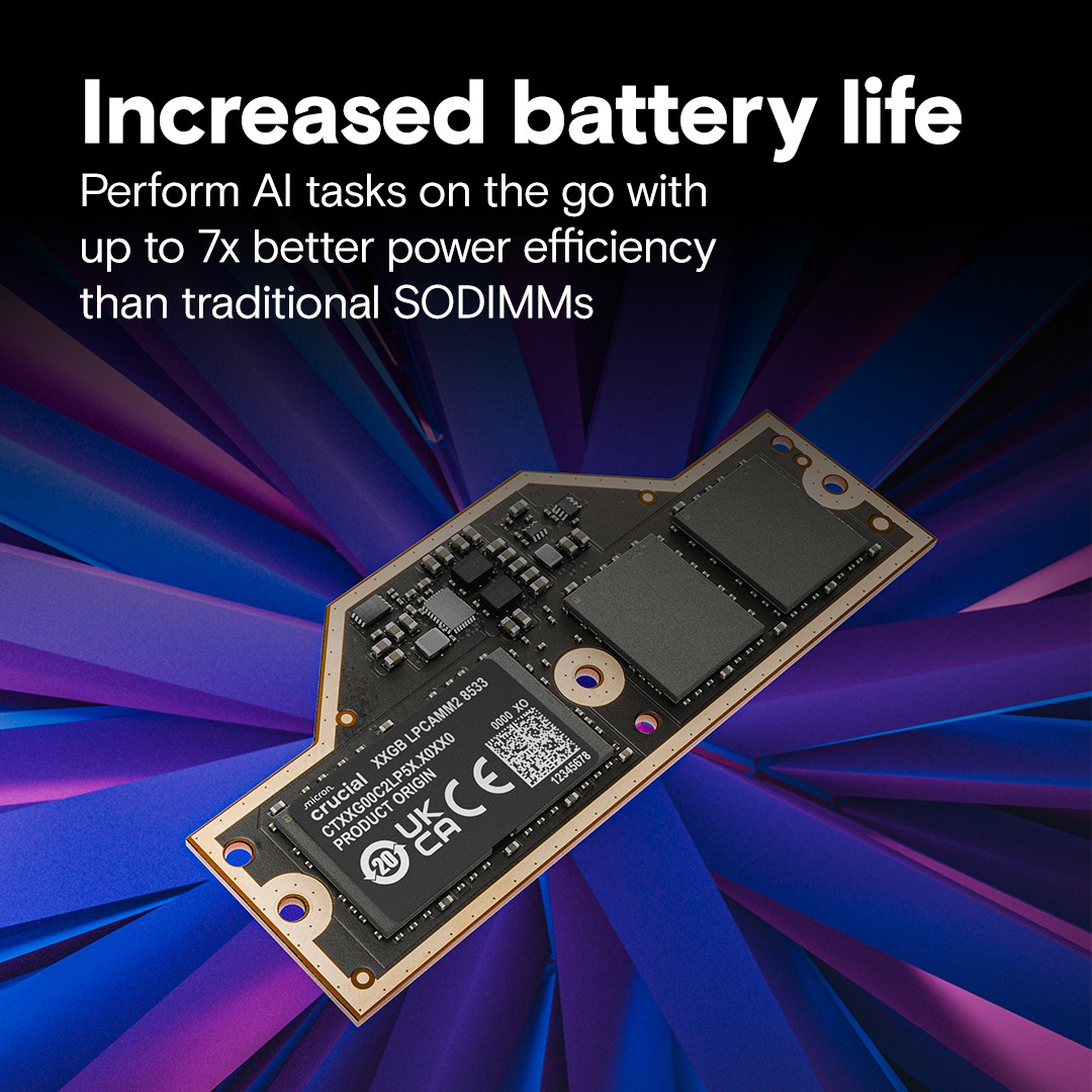 Crucial 32GB Memory Module for Notebook – LPCAMM2 LPDDR5X-7500