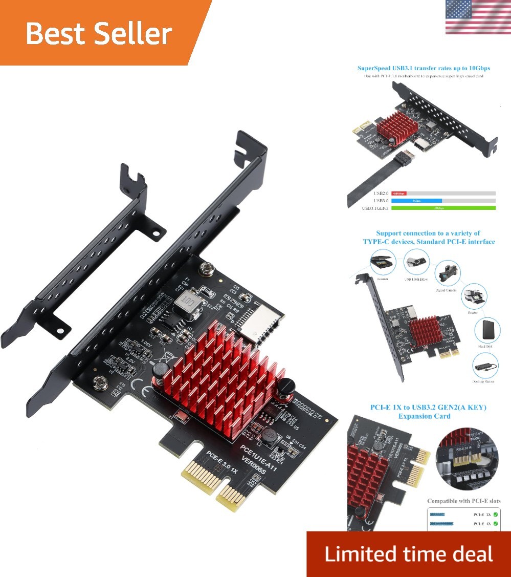 High-Speed PCI-E 1X USB 3.1 Type-C Expansion Card – Compatible with All Systems
