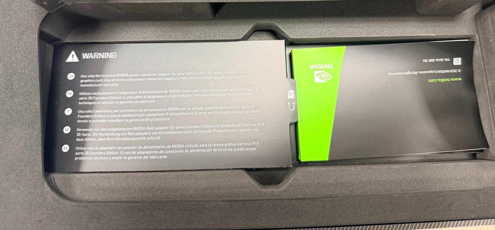 NVIDIA GEFORCE RTX 3070 (Founders Edition) Original box, Manuals and Accessories