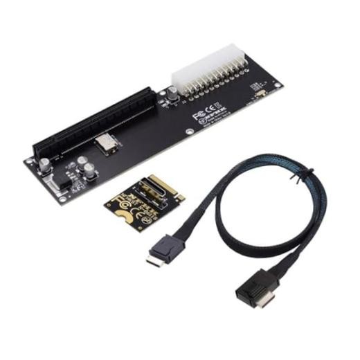Oculink SFF-8612 to PCI-E 3.0/4.0 M.2 M-Key to PCIe 3.0/4.0 X16 Adapter Angled