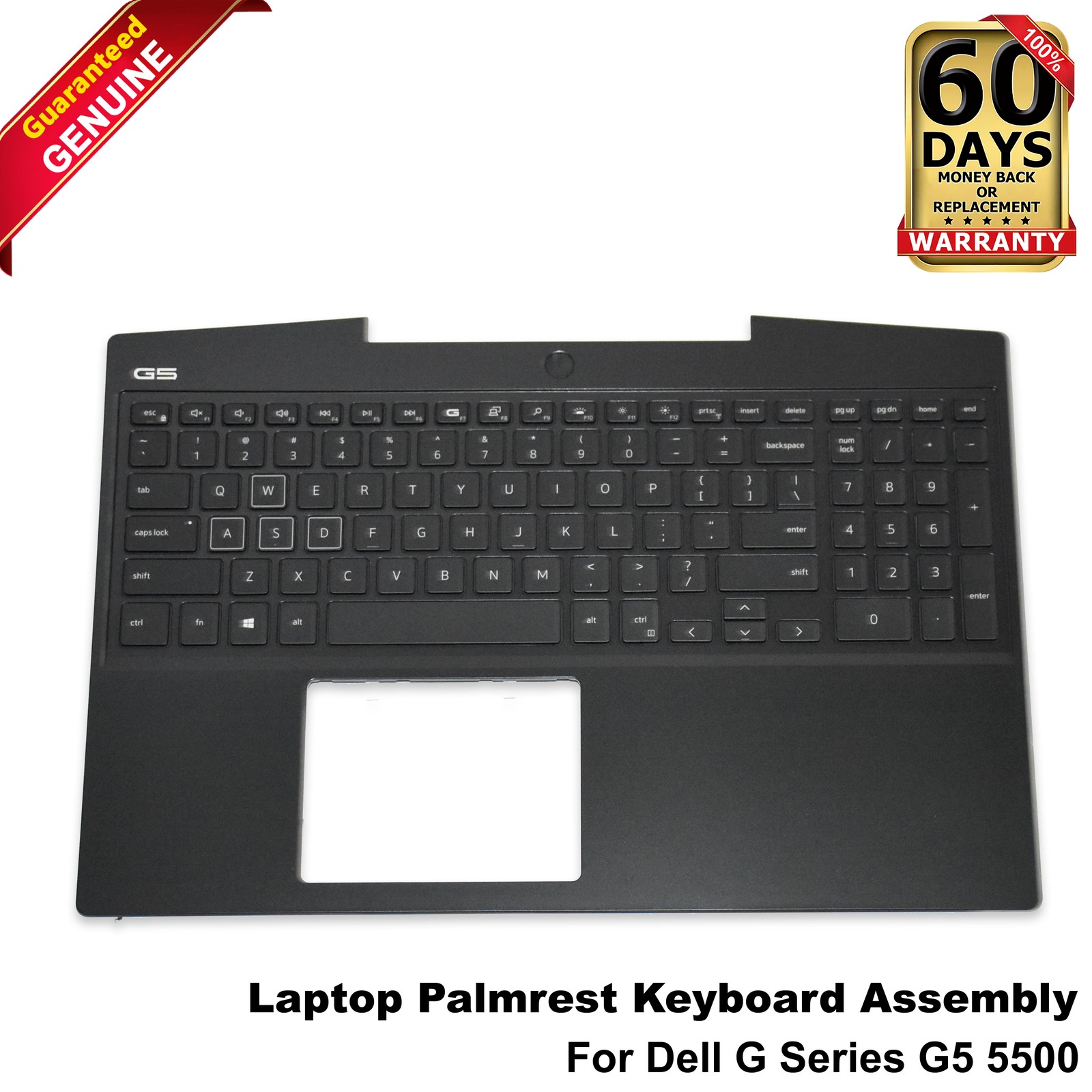 Dell G Series G5 5500 Palmrest Keyboard Assembly RGB Backlit YN62K W0R63