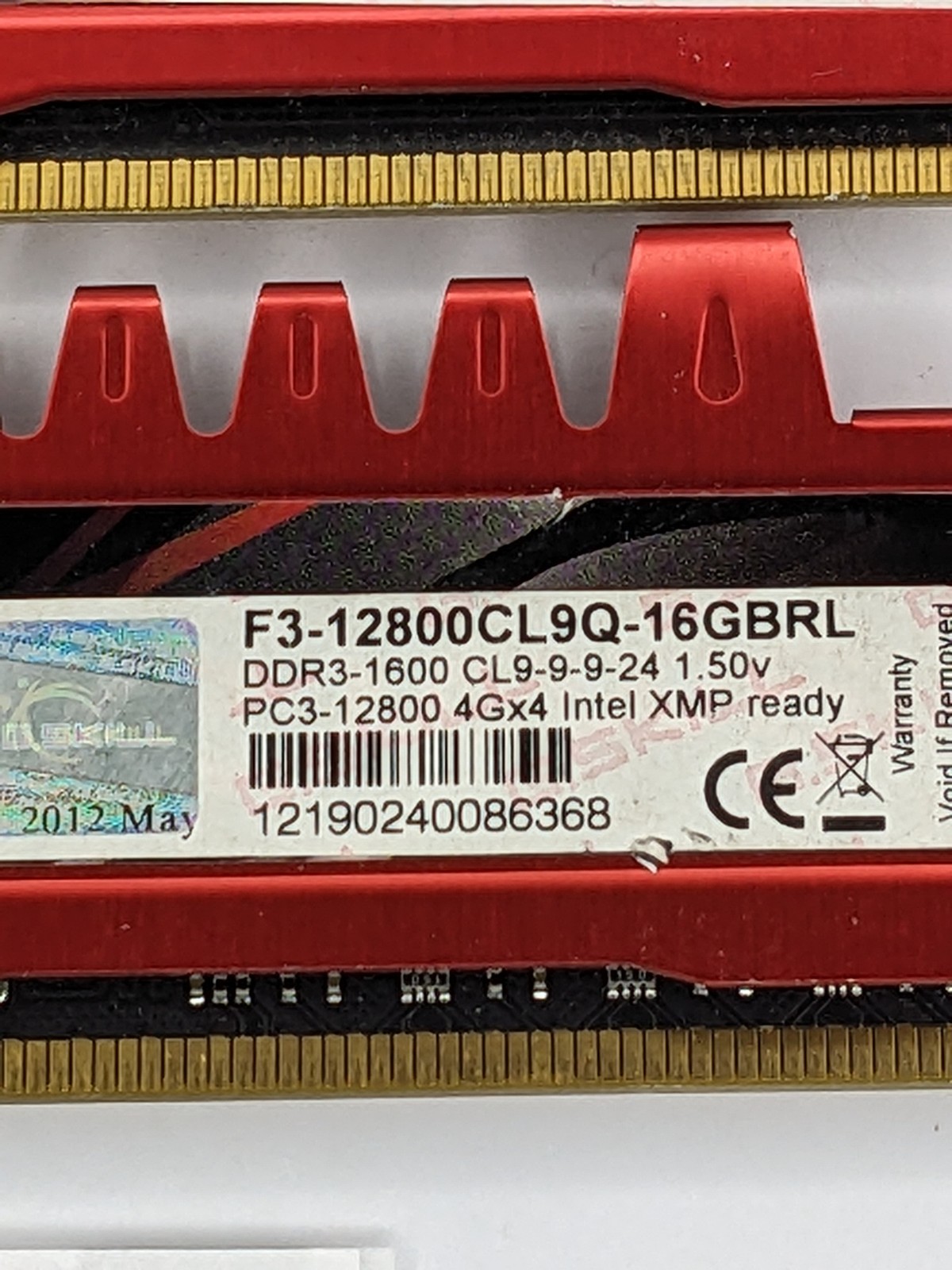 G.Skill Ripjaws F3-12800CL9D-16GBRL 16GB (4x4GB) 2Rx8 1600MHz DDR3 Memory