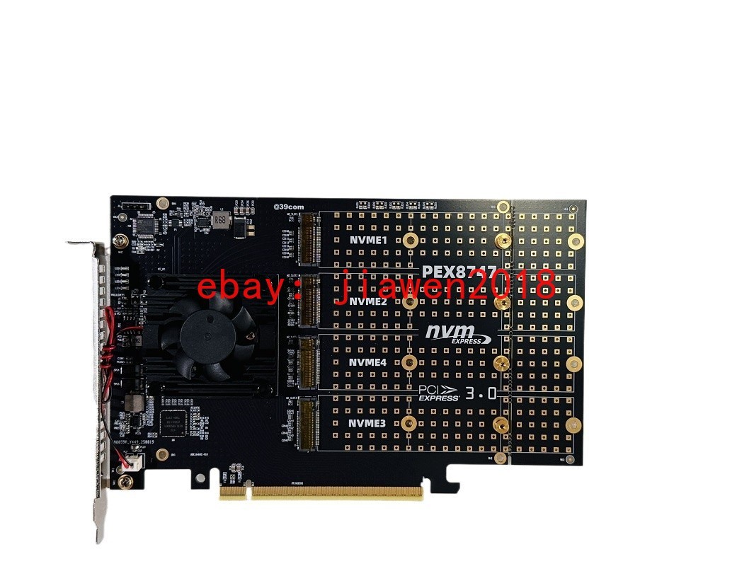 4 Port M.2 NVMe SSD PCIe x16 3.0 HBA Adapter With PLX PEX8747 Switch to 4 US