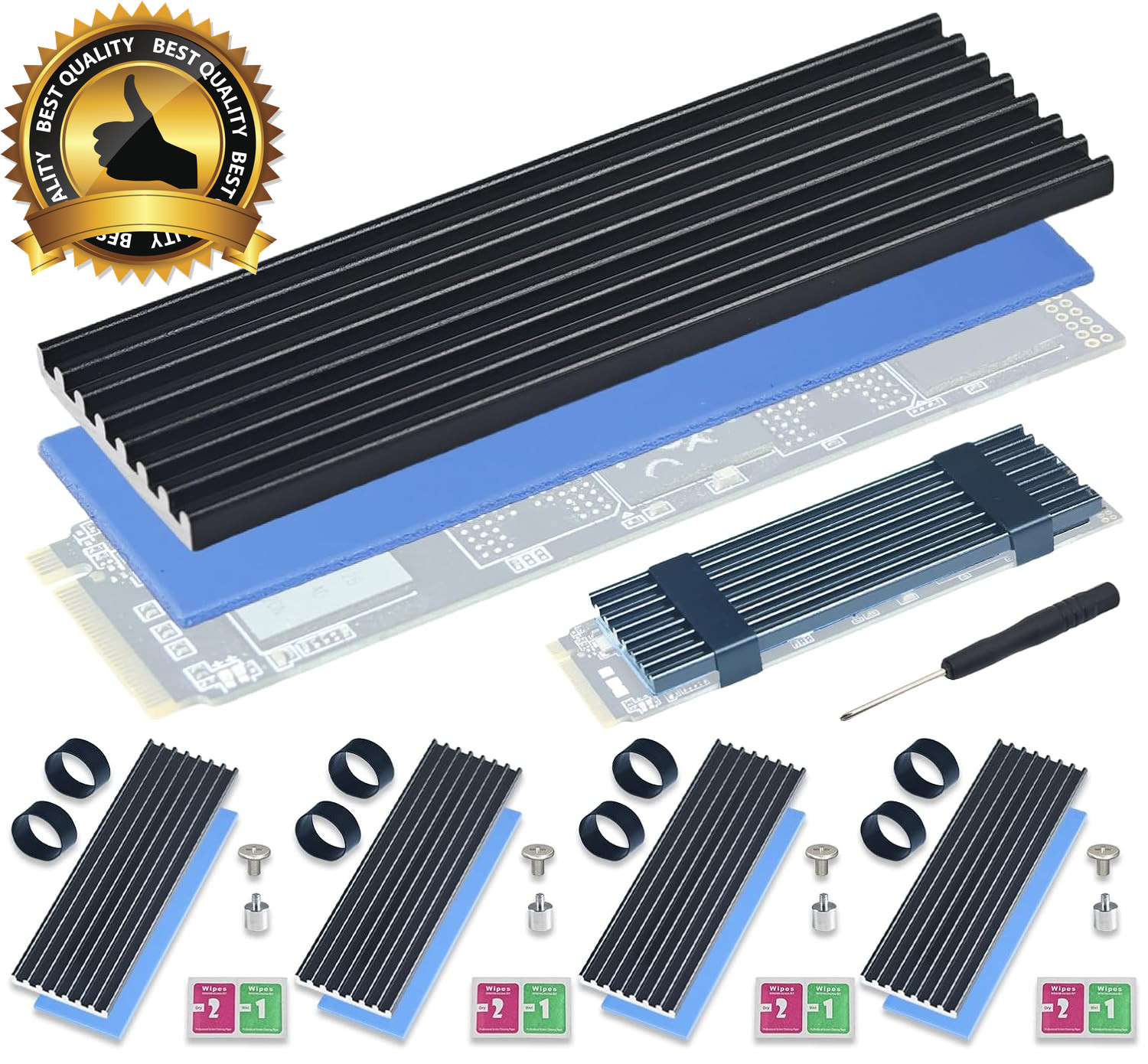5 Pack SSD Heat Sink Cooler for 2280 SSD, Nvme Heatsink with Thermal Silicone Pa