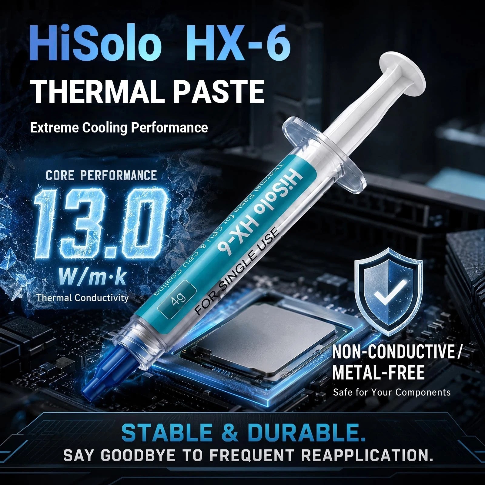 Premium Performance Thermal Paste CPU GPU PC Grease HiSolo HX-6 4 g 2 (PACK)