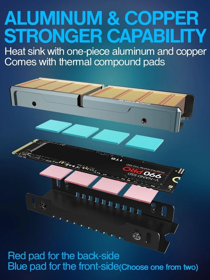 Copper M.2 HeatSink, Passive Nvme SSD Heatsinks with Copper Fins – Finscold Q80