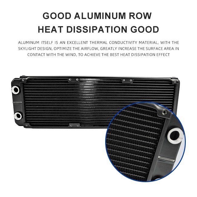 OCOCOO 360mm Aluminum Water Cooling Radiator 18 Waterways 37.5mm Thick G1/4 PC