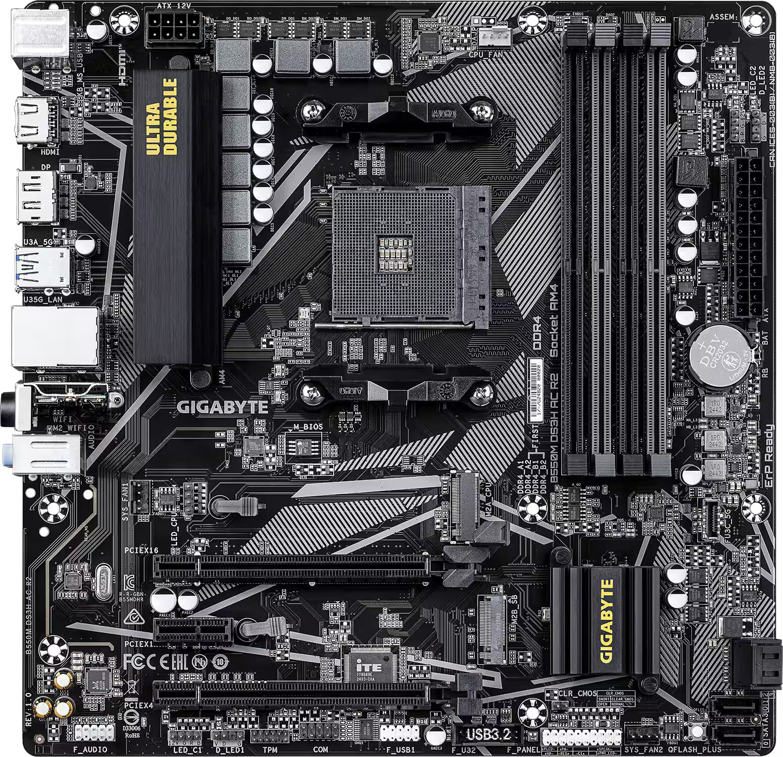 GIGABYTE – B550M DS3H AC R2 (Socket AM4) AMD B550 Micro-ATX DDR4 Wi-Fi 6 Moth…