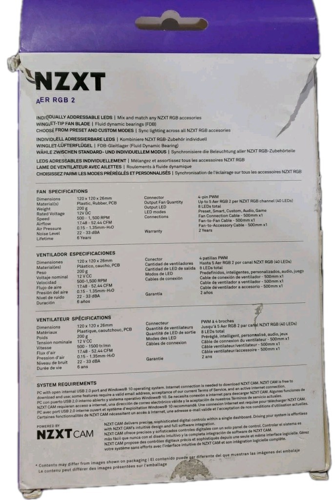 NZXT AER RGB 2 Series HF-28120-B1 Black 120 mm 4-pin PWM