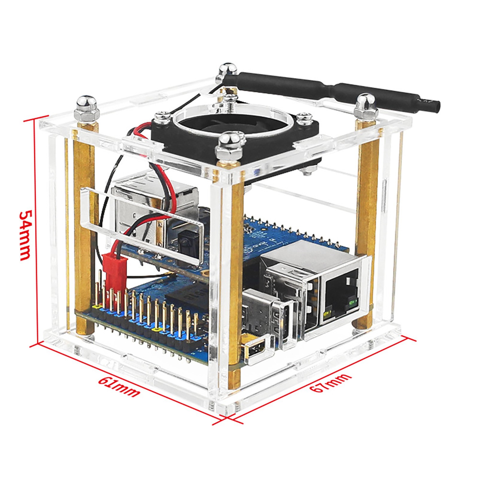 Acrylic Enclosure Clear Shell Case Kit W/ Cooling Fan For Orange Pi Zero 3