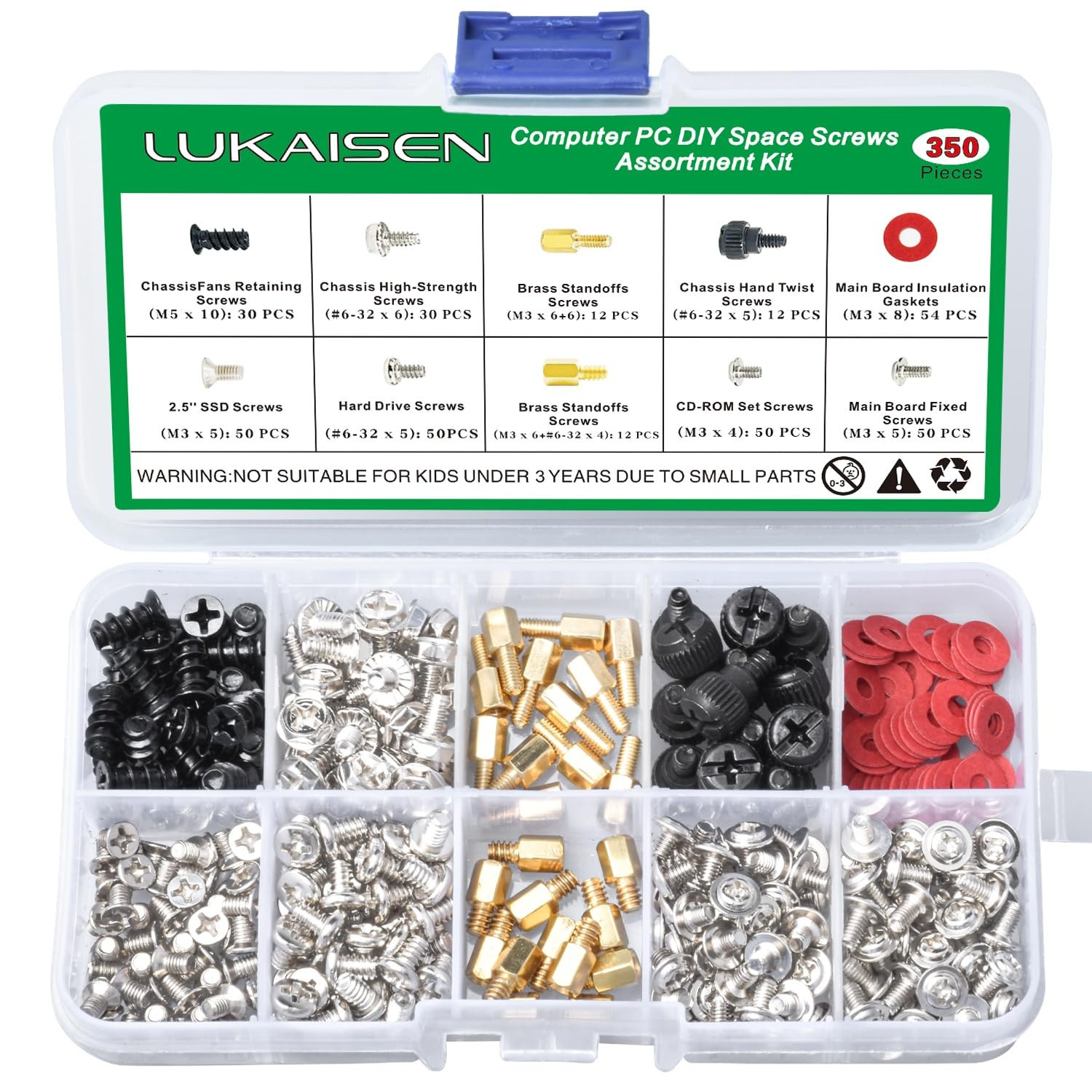 350PCS Computer Screws Motherboard Standoffs Assortment Kit for Universal Mother