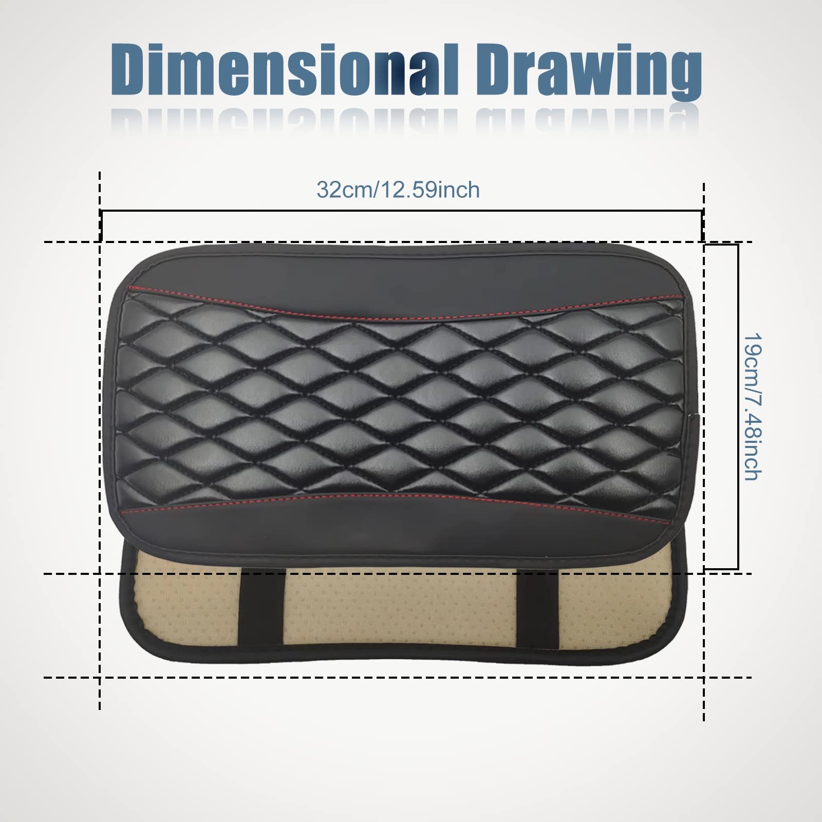 Car Center Console Cover, Universal Leather Waterproof Armrest Seat Box black
